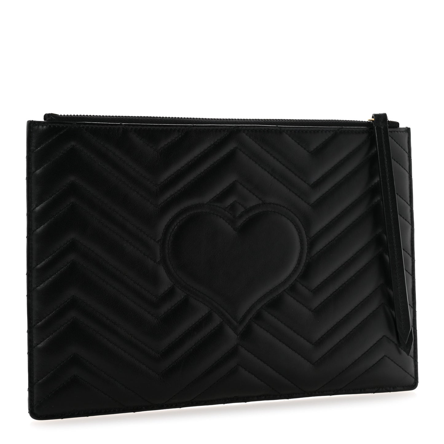 Calfskin Matelasse Large GG Marmont Zip Pouch Black