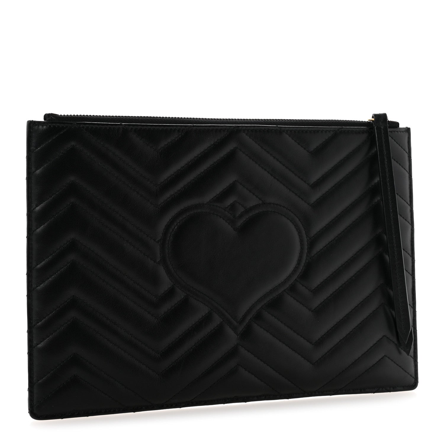 Gucci Calfskin Matelasse Large GG Marmont Zip Pouch Black 3 of 9