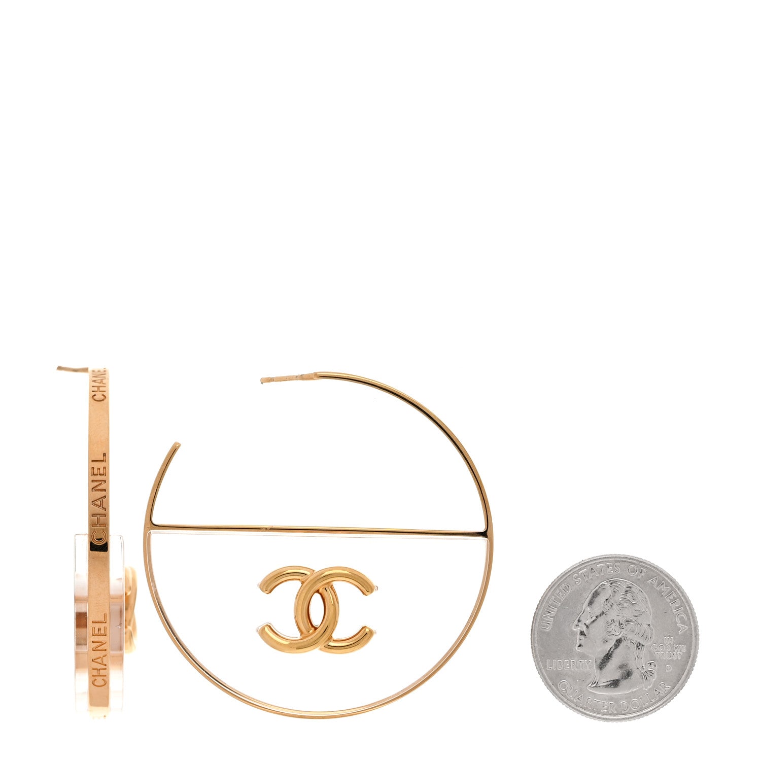 Chanel Metal Lucite CC Hoop Earrings 2 of 4