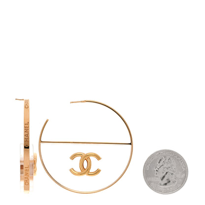 Chanel Metal Lucite CC Hoop Earrings 2 of 4