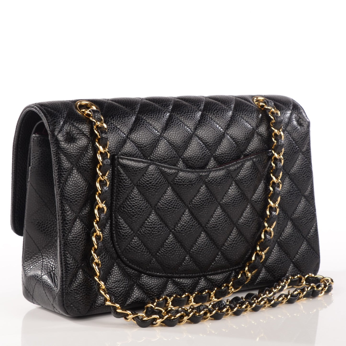 Caviar Quilted Medium Double Flap Black