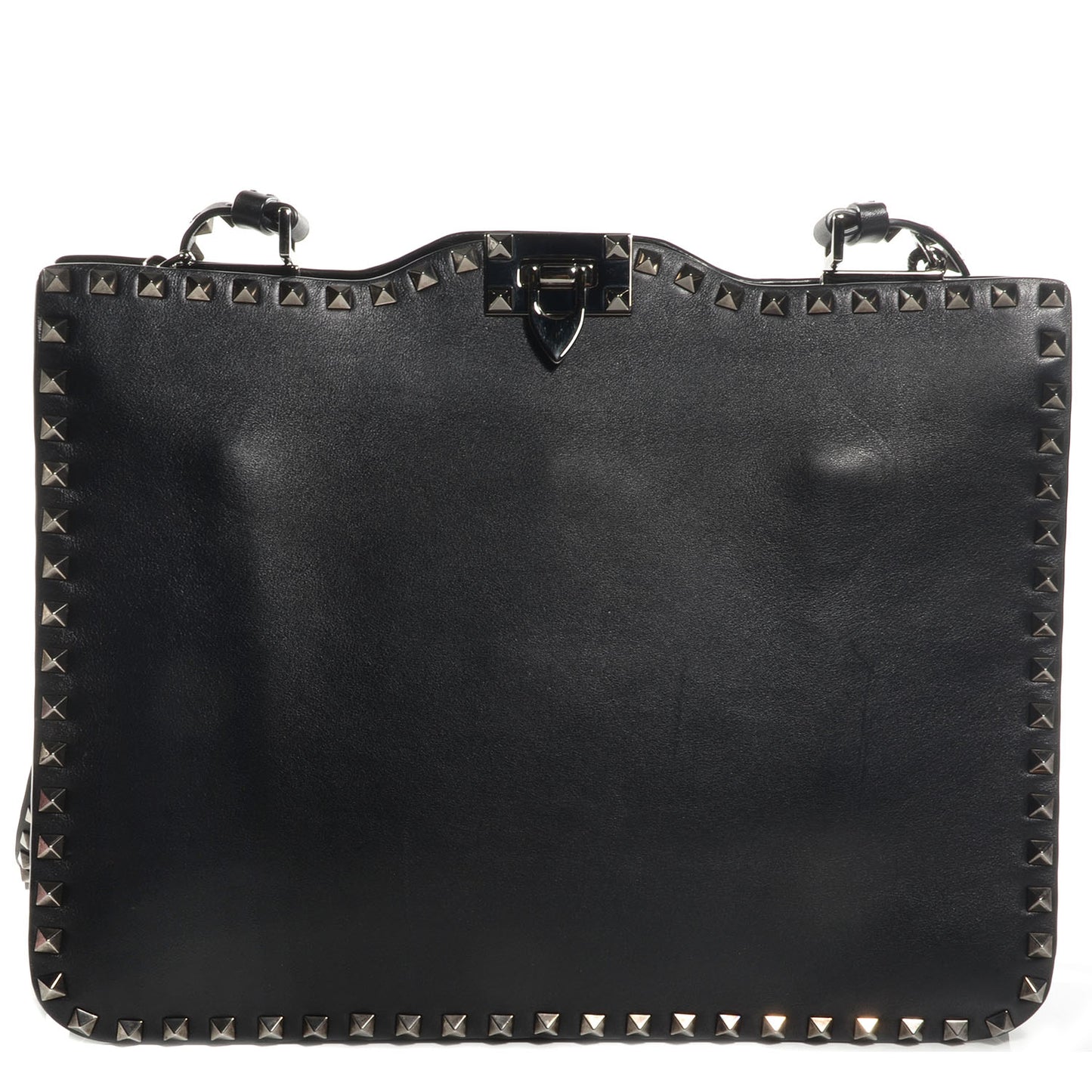 Vitello Rockstud Flip-Lock Shoulder Bag Black