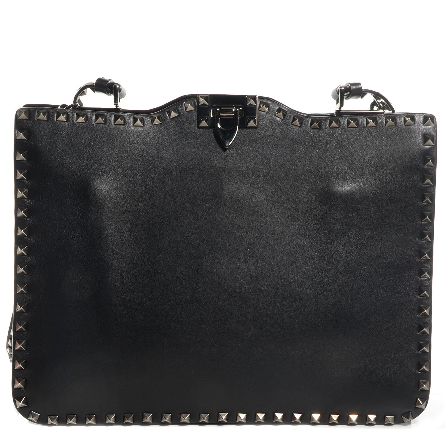 Valentino Garavani Vitello Rockstud Flip-Lock Shoulder Bag Black 1 of 9