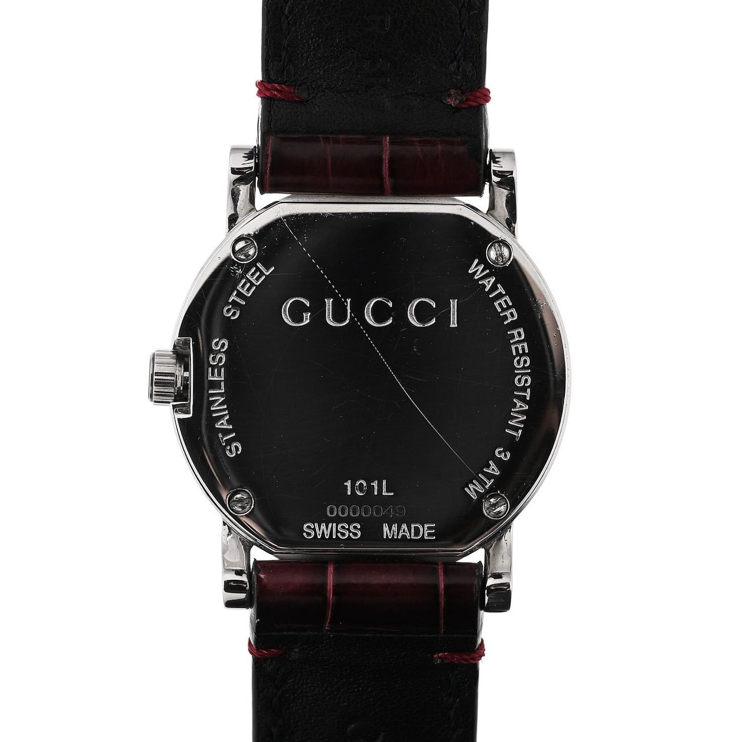 Stainless Steel Alligator 27mm 101L Quartz Watch Burgundy