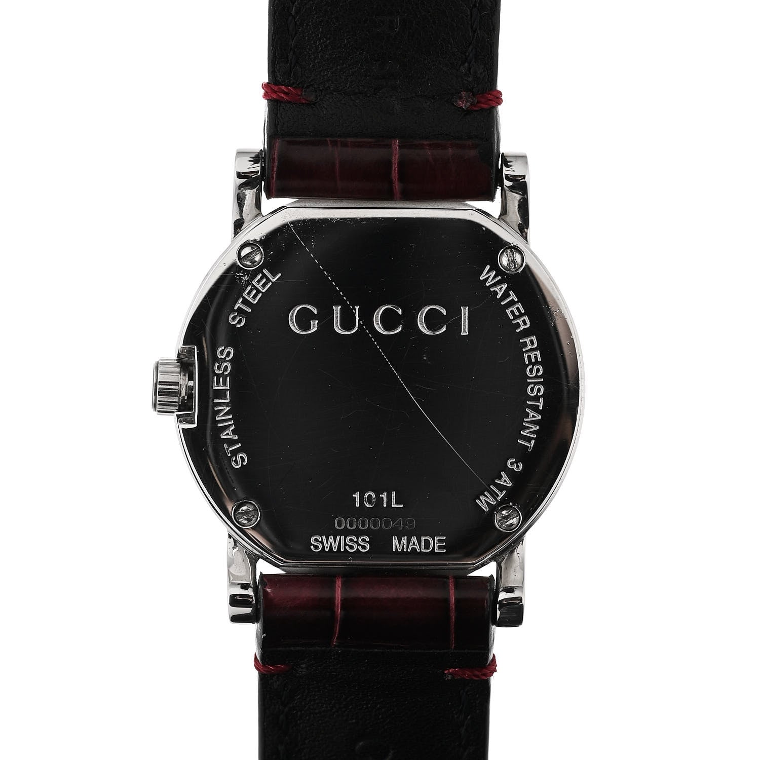 Gucci Stainless Steel Alligator 27mm 101L Quartz Watch Burgundy 5 of 6
