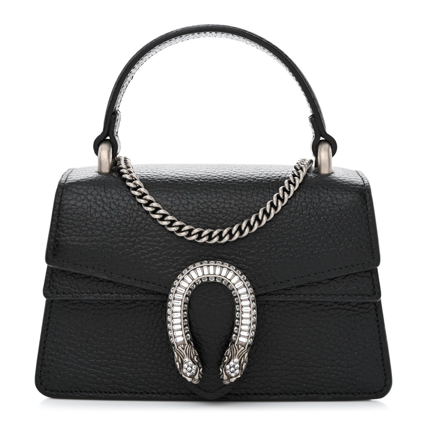 Dollar Calfskin Crystal Mini Dionysus Top Handle Bag Black Crystal