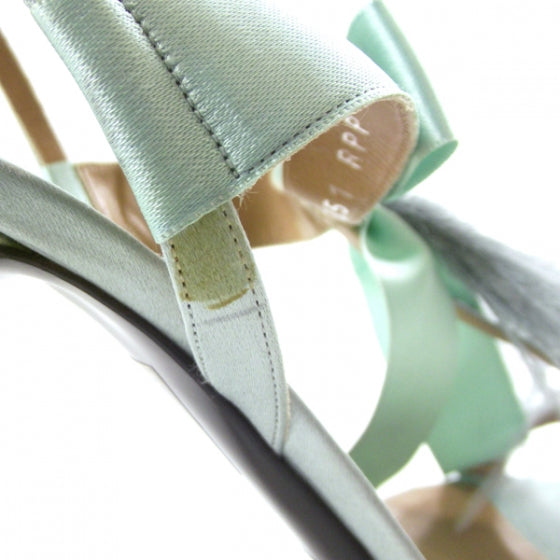 Satin Feather Sandals 39.5 Teal