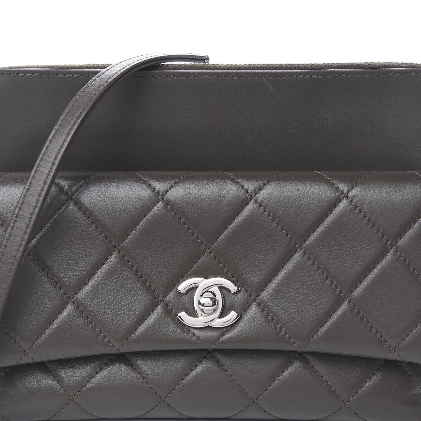 Lambskin Quilted Crossbody Grey