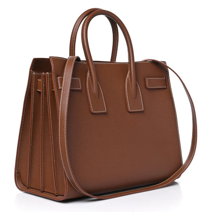 Saint Laurent Grained Calfskin Topstitch Small Sac De Jour Cognac 2 of 11