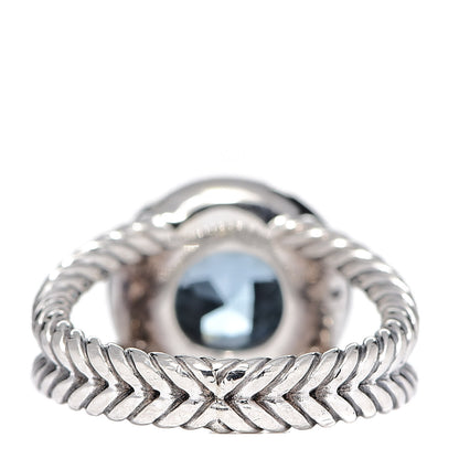 David Yurman Sterling Silver Diamond Blue Topaz 8mm Petite Cerise Ring 51 5.75 4 of 6