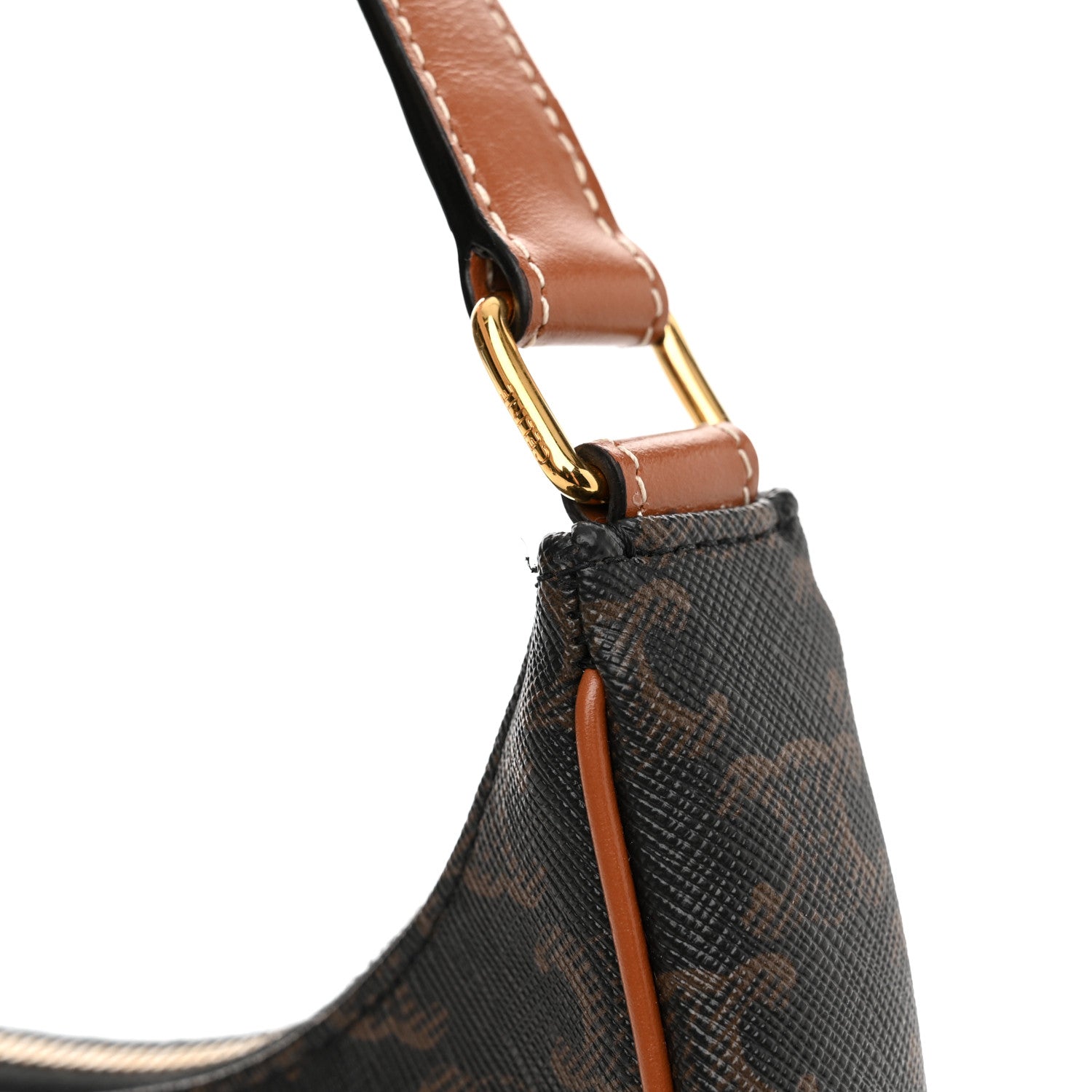 Celine Triomphe Canvas Calfskin Ava Shoulder Bag Tan 9 of 12