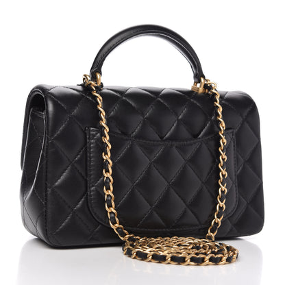Chanel Lambskin Quilted Mini Top Handle Rectangular Flap Black 3 of 12