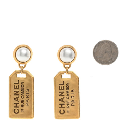 Chanel Pearl CC Tags Drop Earrings Gold 2 of 5