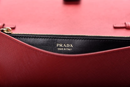 Prada Saffiano Lux Monochrome Chain Wallet Fuoco 6 of 8