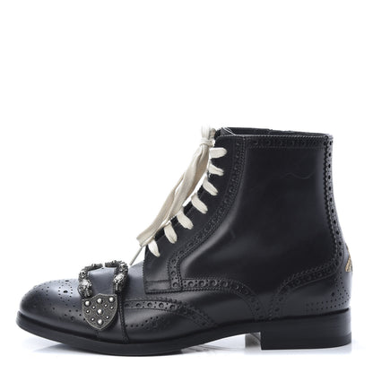 Gucci Calfskin Mens Queercore Brogue Wingtip Boots 6.5 Black 1 of 8