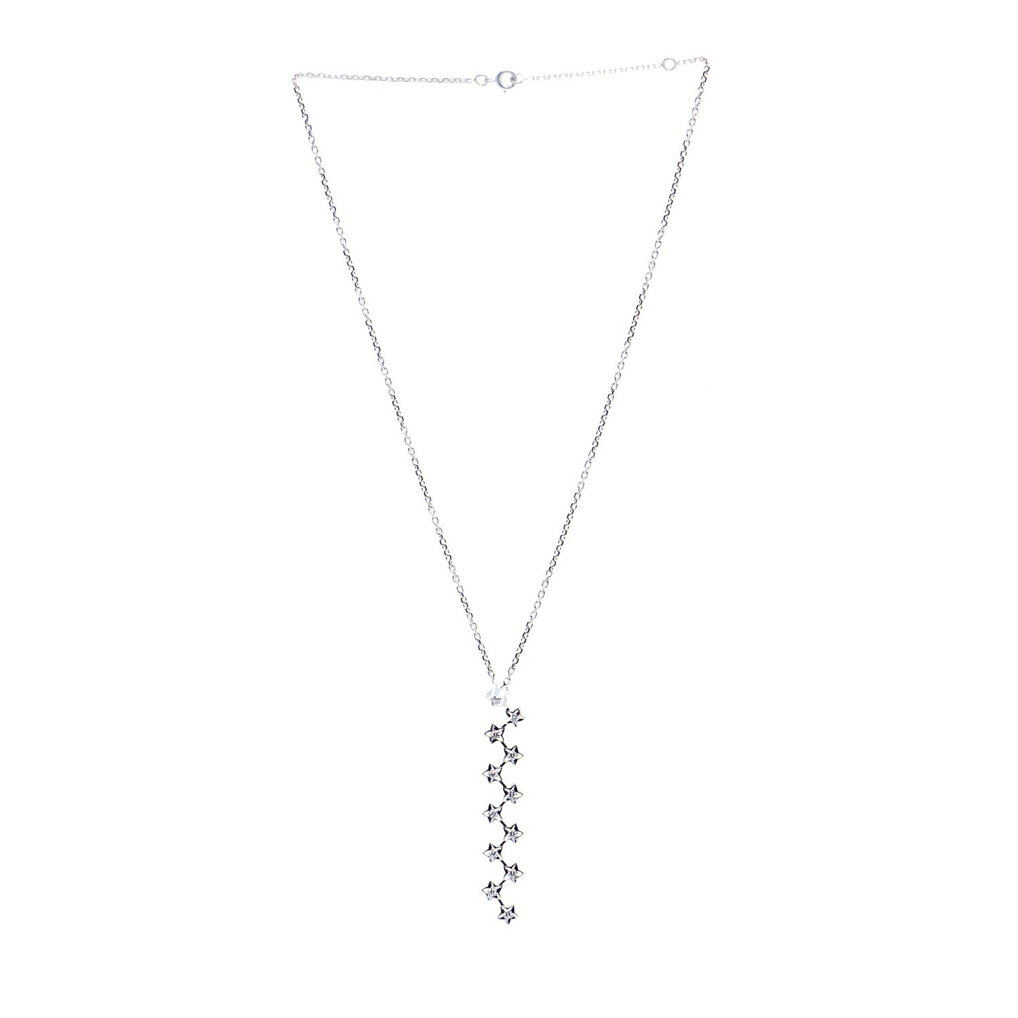 18K White Gold Diamond Comet Multi Star Pendant Necklace