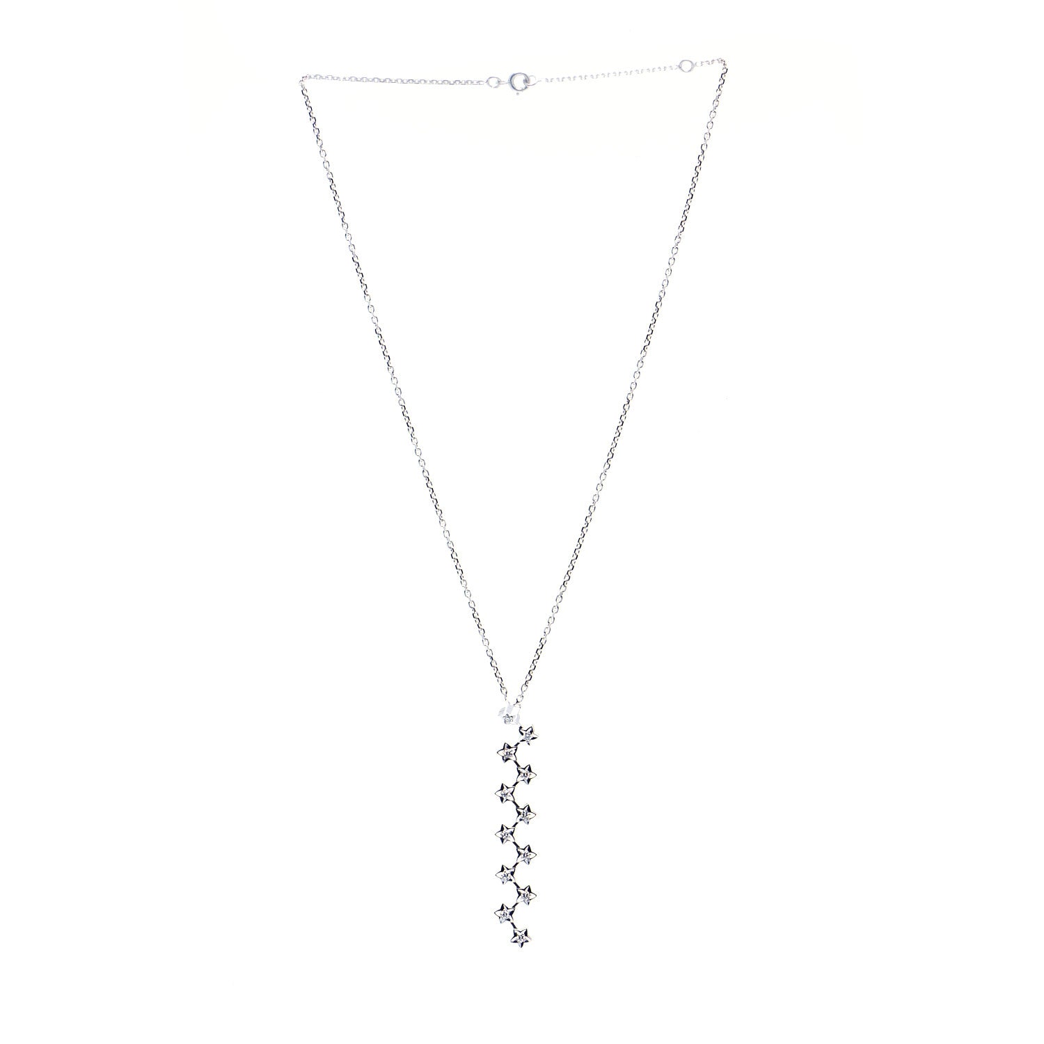 Chanel 18K White Gold Diamond Comet Multi Star Pendant Necklace 3 of 5