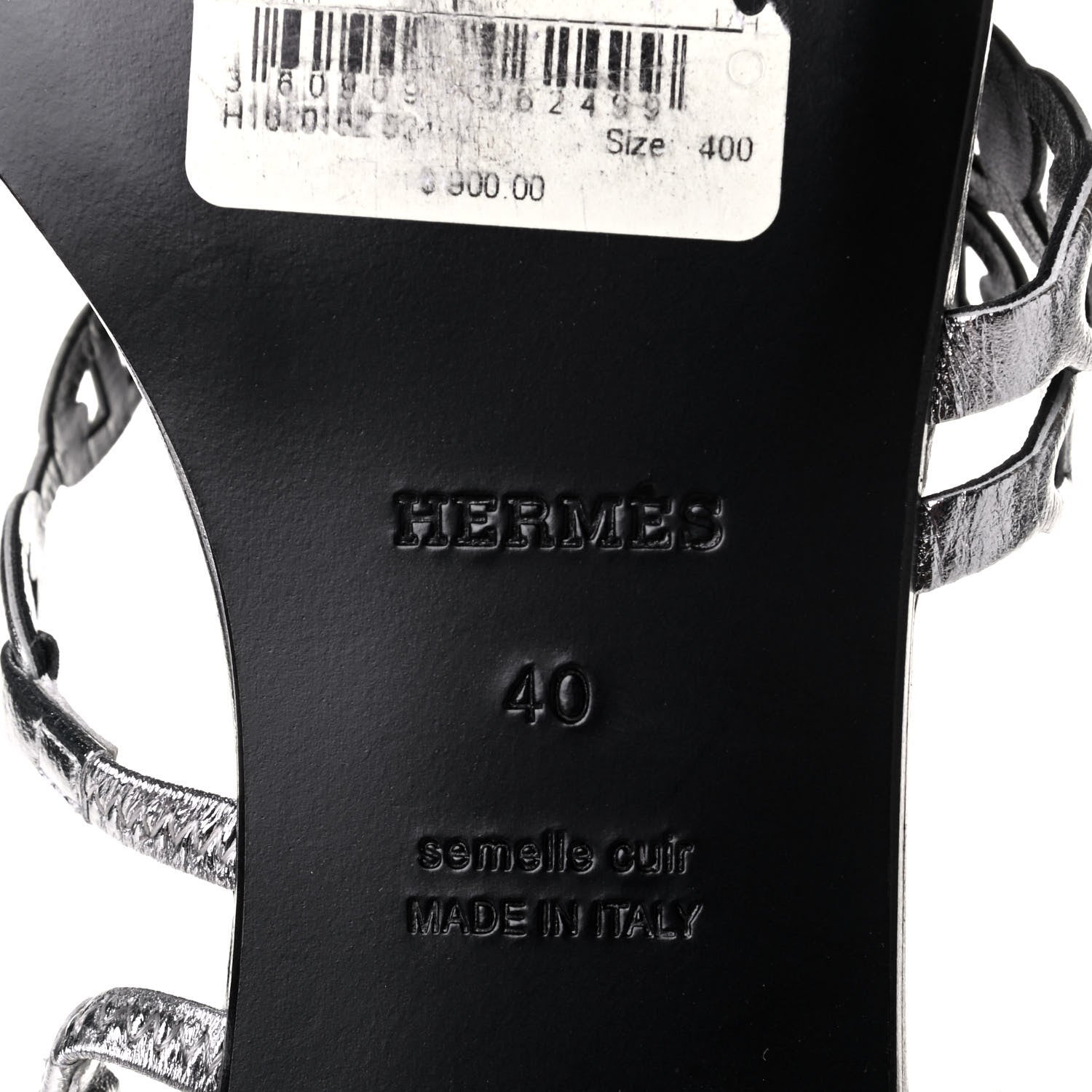 Hermes Metallic Nappa Nude Sandals 40 Argent 5 of 5