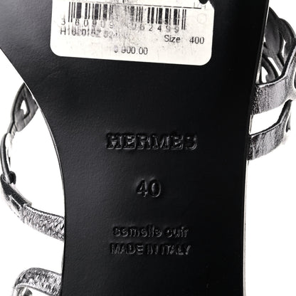 Hermes Metallic Nappa Nude Sandals 40 Argent 5 of 5