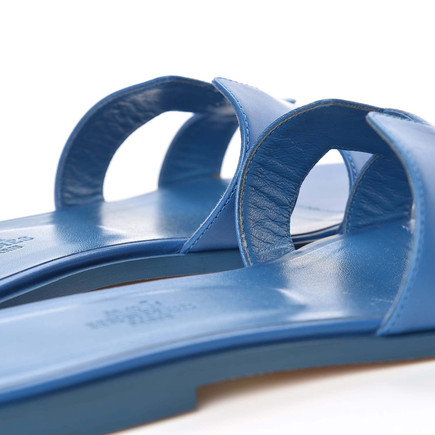 Hermes Calfskin Oran Sandals 37 Bleu De Chine 8 of 11