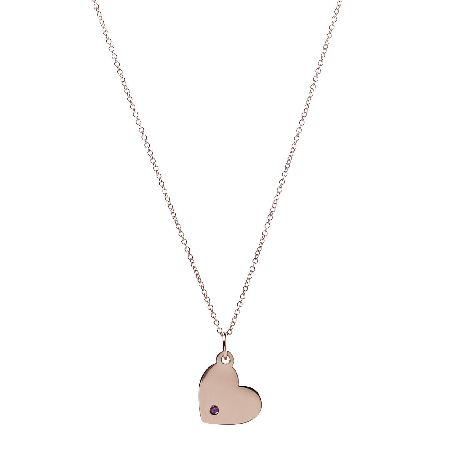18K Rose Gold Pink Sapphire Heart Tag Pendant Necklace