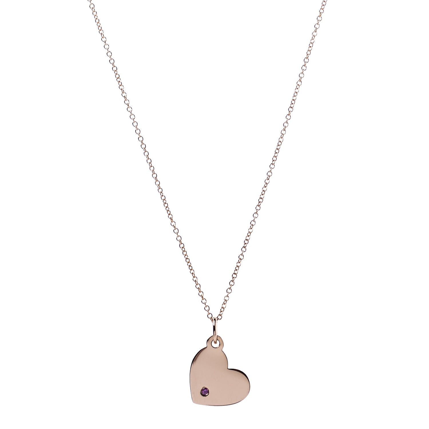 Tiffany 18K Rose Gold Pink Sapphire Heart Tag Pendant Necklace 2 of 7