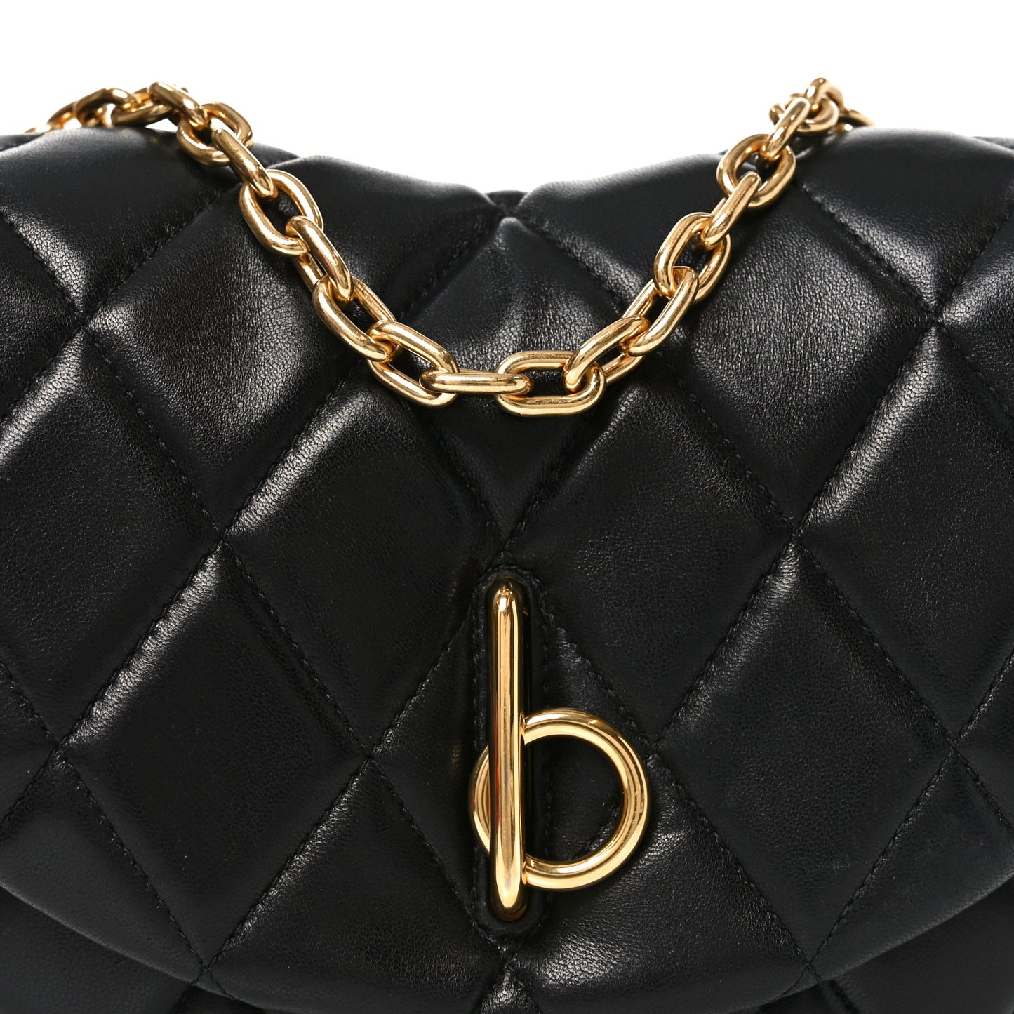 Lambskin Quilted Rocking Horse Shoulder Bag Black