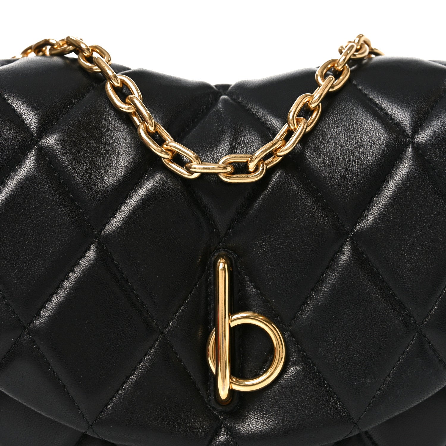 Burberry Lambskin Quilted Rocking Horse Shoulder Bag Black 7 of 9