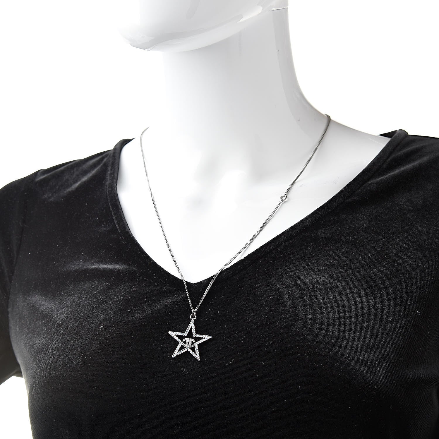 Chanel Ruthenium Crystal Star CC Necklace Iridescent Pink 2 of 5