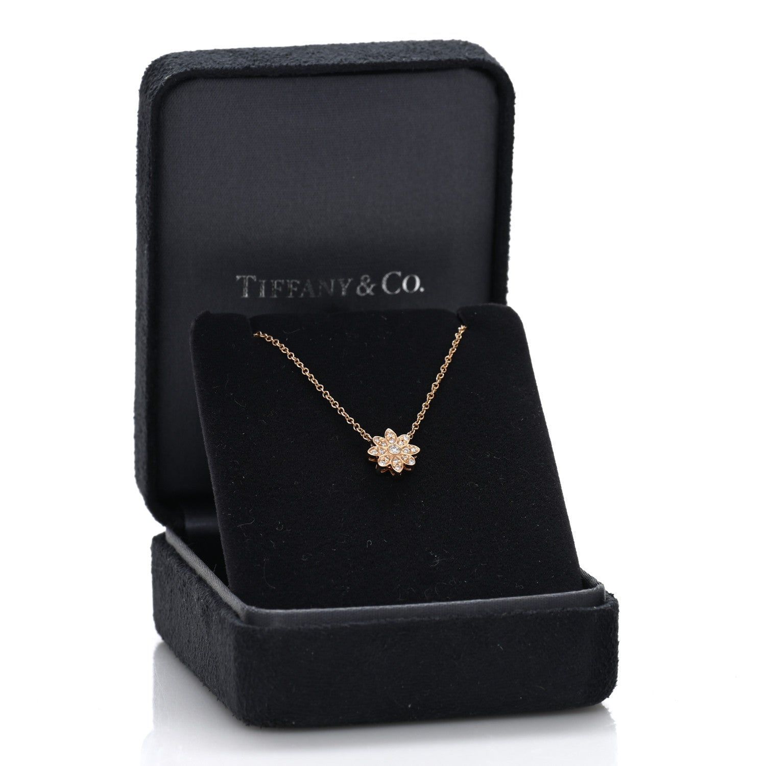 Tiffany 18K Rose Gold Diamond Enchant Flower Pendant Necklace 5 of 5