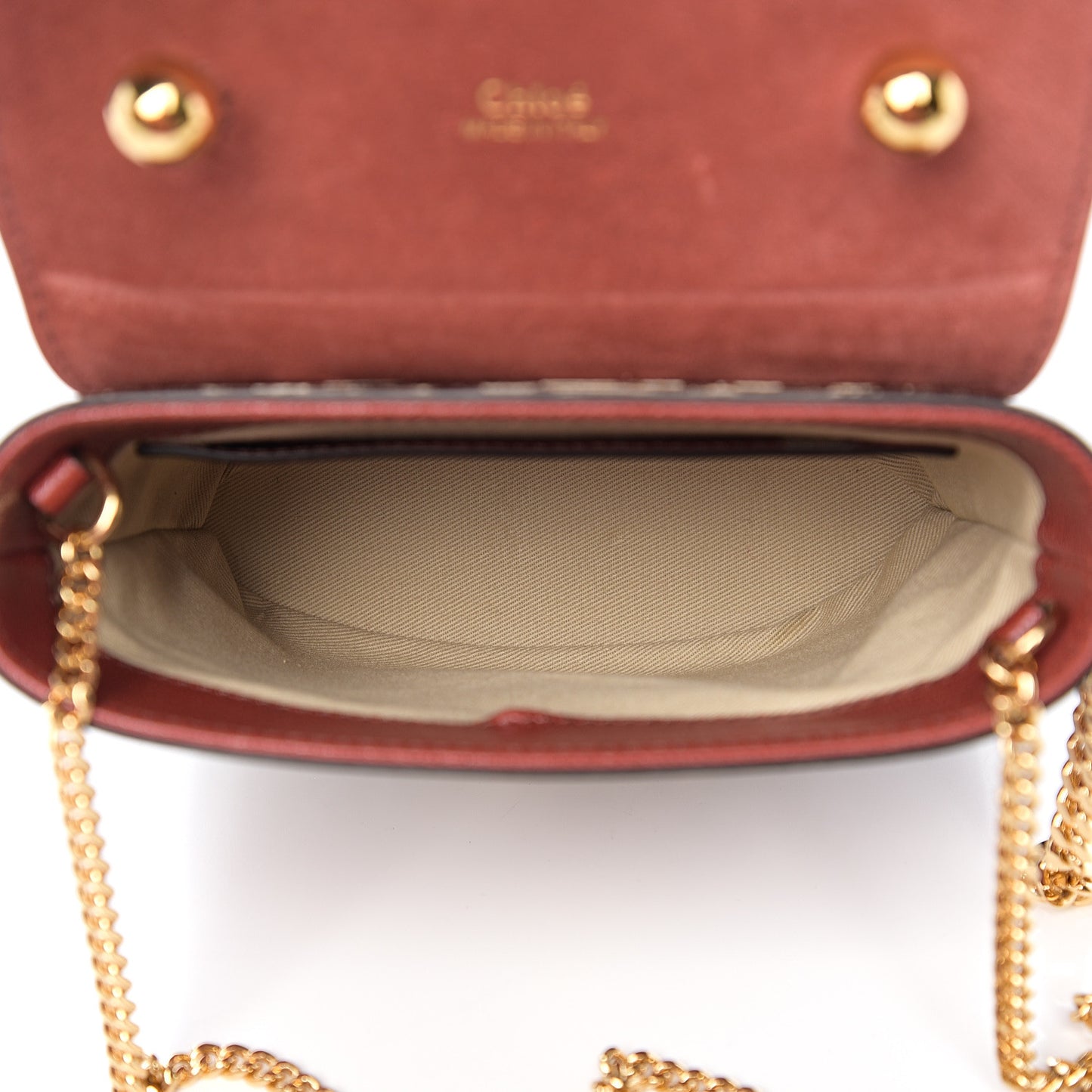 Calfskin Lizard Embossed Small Aby Lock Sepia Brown