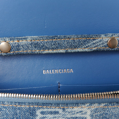 Balenciaga Denim BB Monogram Hourglass Chain Bag Blue 6 of 11