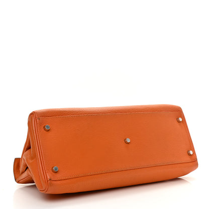 Hermes Taurillon Clemence Shoulder Kelly 40 Orange 3 of 13