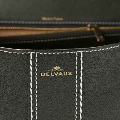 Delvaux Grained Calfskin Rodeo Surpique MM Brillant Satchel British Green 6 of 10