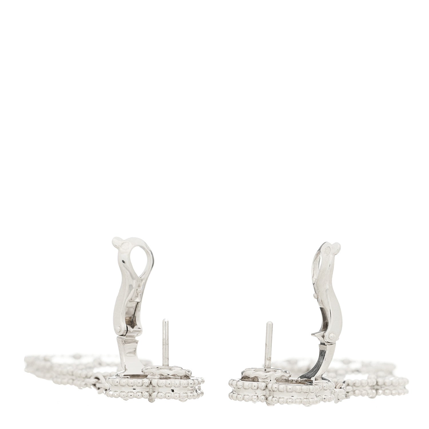 Van Cleef & Arpels 18K White Gold Mother of Pearl Chalcedony 3 Motifs Magic Alhambra Earrings 3 of 4