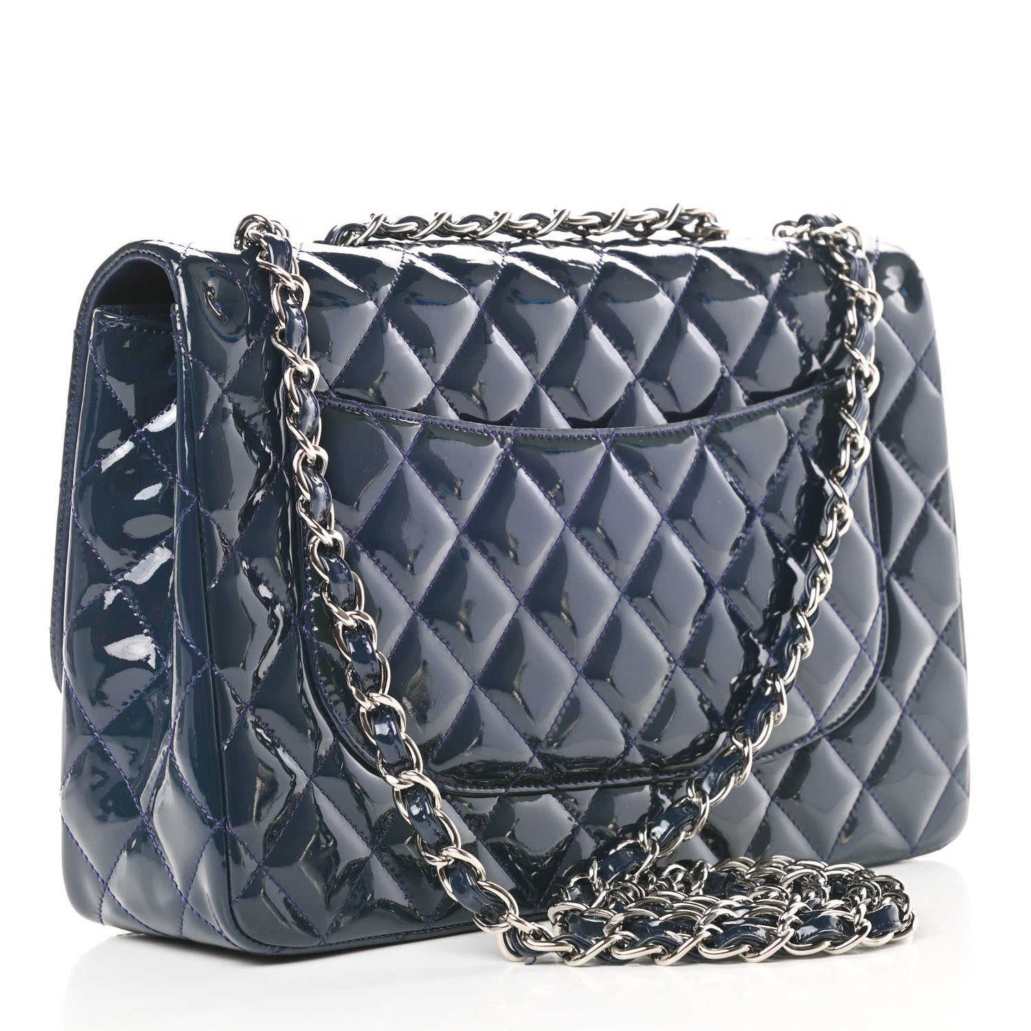 Chanel Patent Quilted Jumbo Single Flap Navy 4 of 13