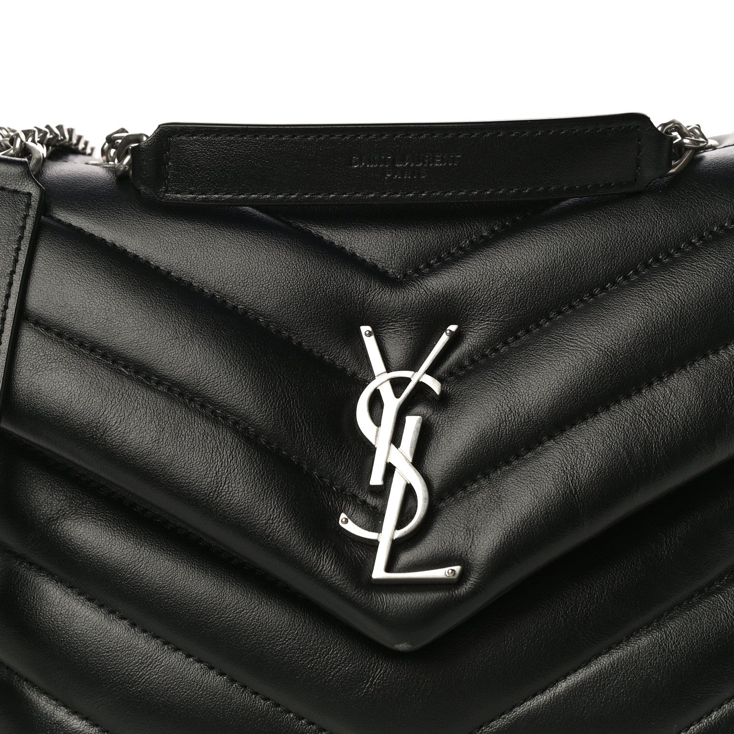 Saint Laurent Calfskin Y Quilted Monogram Small Loulou Chain Satchel Black 8 of 10