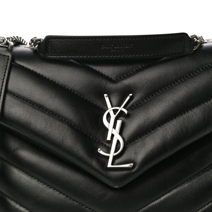 Saint Laurent Calfskin Y Quilted Monogram Small Loulou Chain Satchel Black 8 of 10