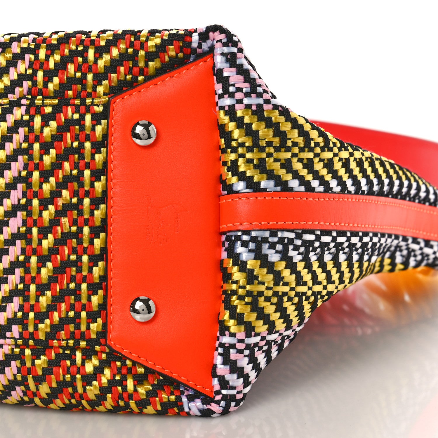 Christian Louboutin Raffia Small Frangibus Tote Orange Multicolor 7 of 7