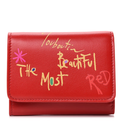 Christian Louboutin Calfskin Script Mini Loubigaga Wallet Red 1 of 7