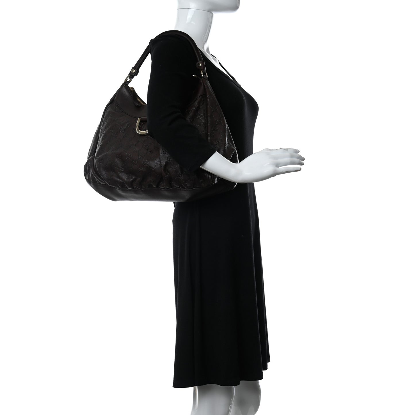 Guccissima Large D Ring Hobo Chocolate