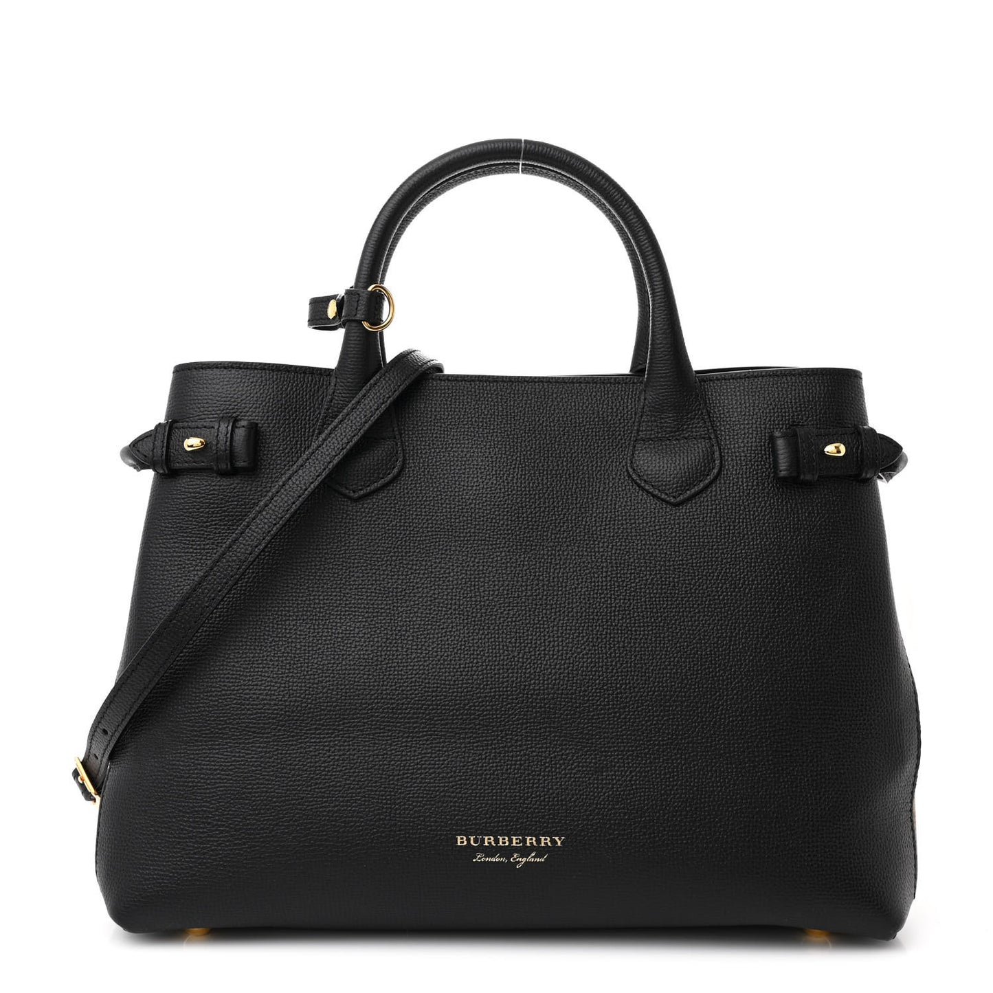 Derby Calfskin House Check Medium Banner Tote Black