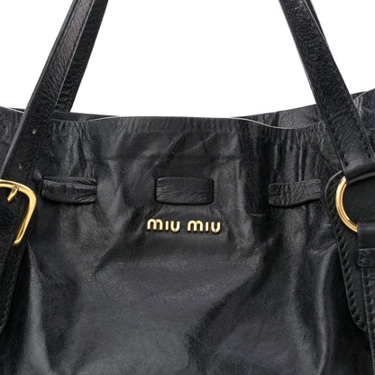 Miu Miu Vitello Lux Peggy Bow Tote Black 14 of 21