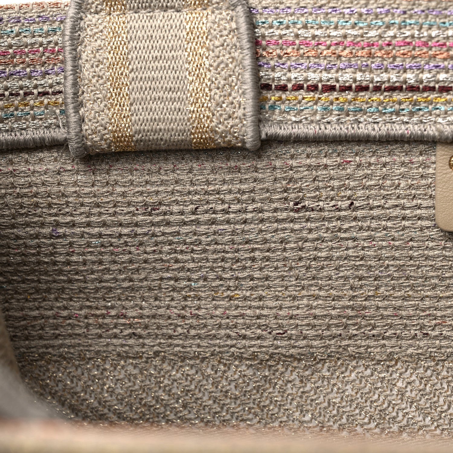 Christian Dior Canvas Embroidered Medium Stripes Book Tote Beige Multicolor 11 of 15