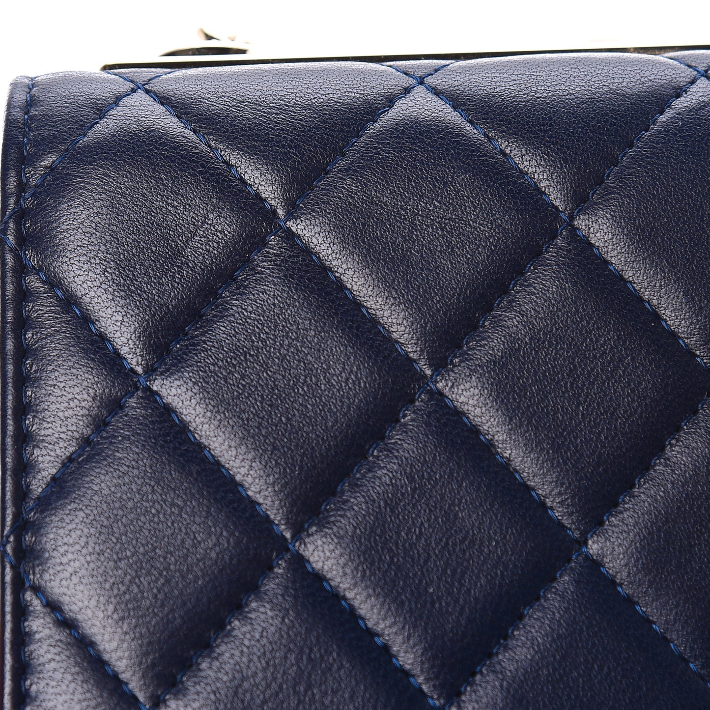 Lambskin Quilted Trendy CC Wallet On Chain WOC Navy