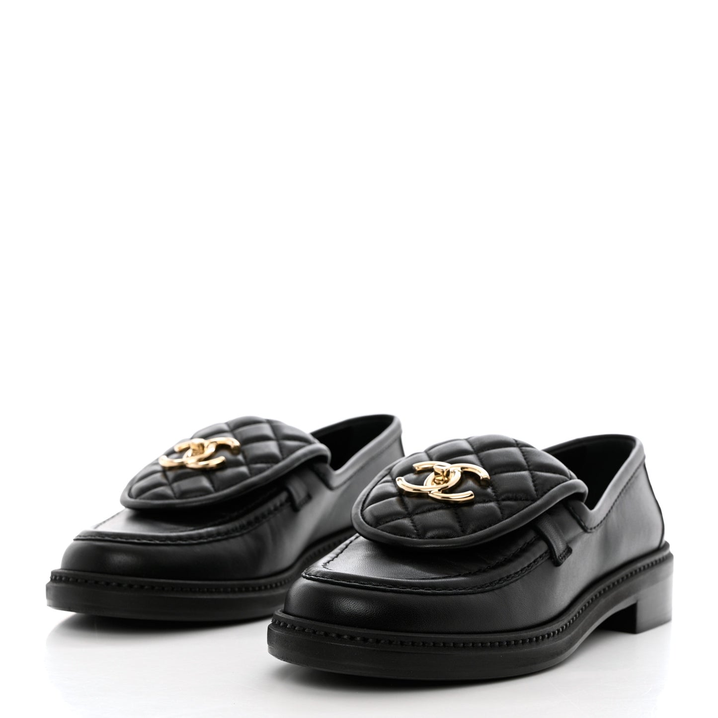 Lambskin Quilted CC Turnlock Loafers 36.5 Black