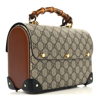 Gucci GG Supreme Monogram Small Padlock Bamboo Shoulder Bag Beige Black Cuir 3 of 11