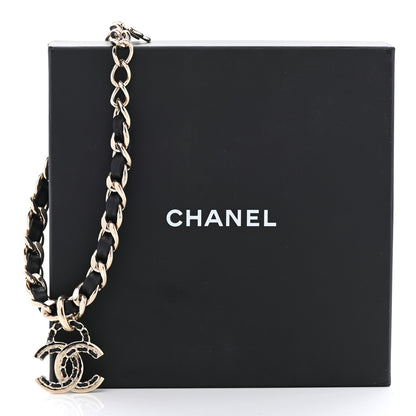 Chanel Metal Lambskin Chain CC Choker Necklace Black Gold 7 of 7