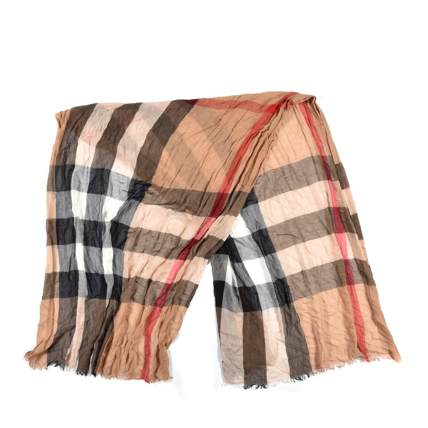 Burberry Modal Silk Cashmere Mega Check Lightweight Scarf Camel 2 of 4