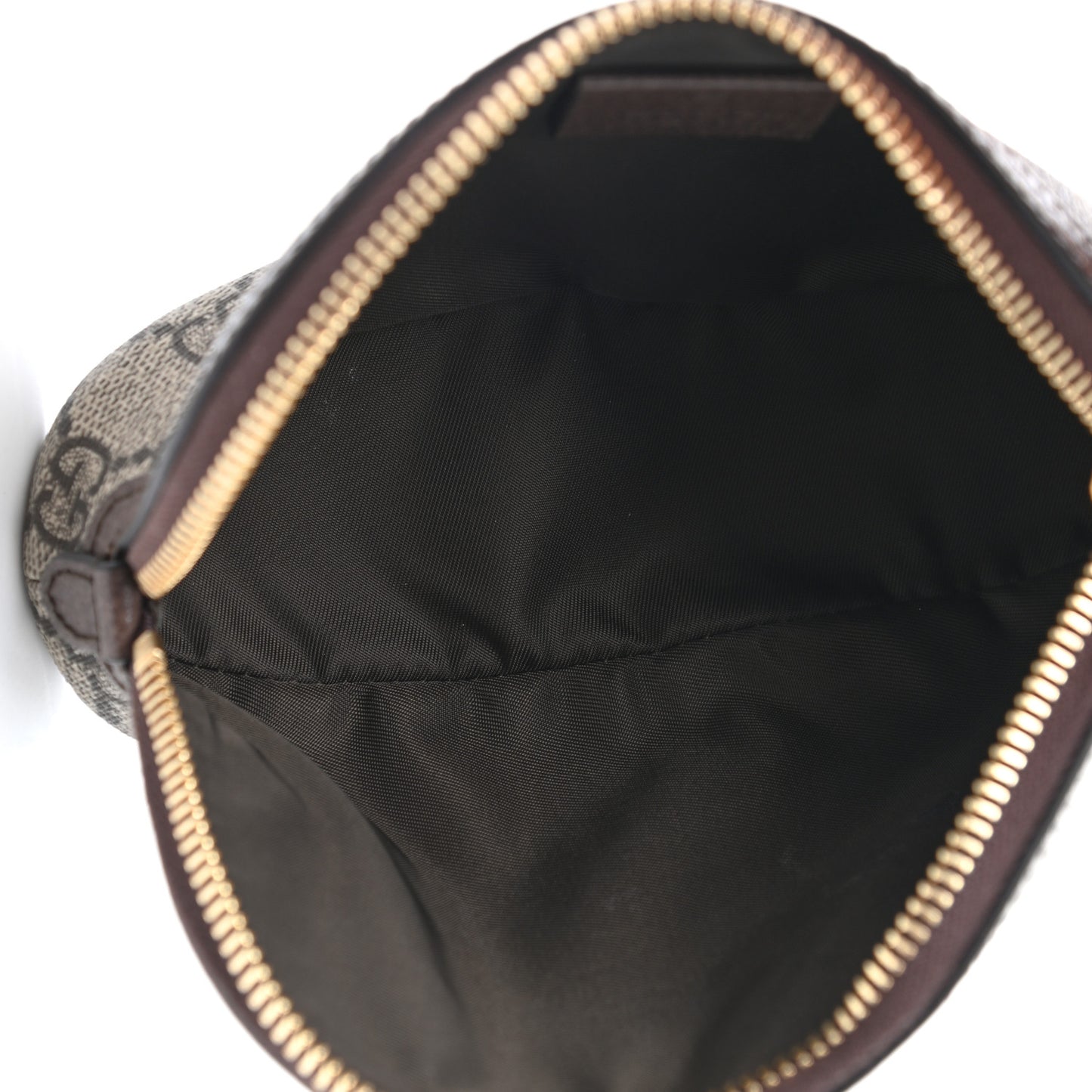 GG Supreme Monogram Textured Calfskin Web Medium Ophidia Cosmetic Case Beige Ebony New Acero